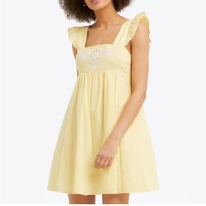 Draper James Yellow Smocked Ruffled Mini Sundress